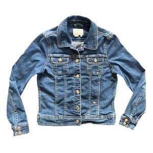 Kate Spade Denim Jacket Womens Small Blue Medium Wash Button Front Classic Truck